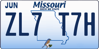 MO license plate ZL7T7H