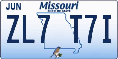 MO license plate ZL7T7I