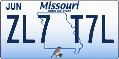 MO license plate ZL7T7L