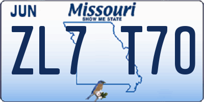 MO license plate ZL7T7O