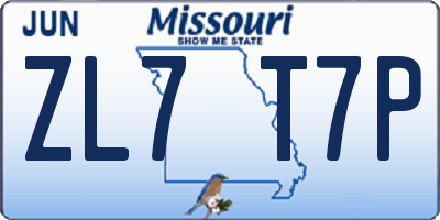 MO license plate ZL7T7P