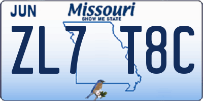MO license plate ZL7T8C