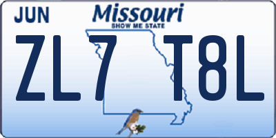 MO license plate ZL7T8L