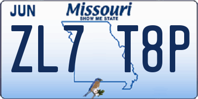 MO license plate ZL7T8P