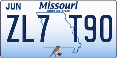 MO license plate ZL7T9O
