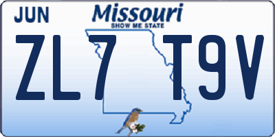 MO license plate ZL7T9V
