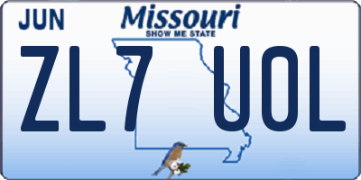 MO license plate ZL7U0L
