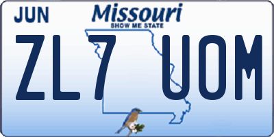 MO license plate ZL7U0M