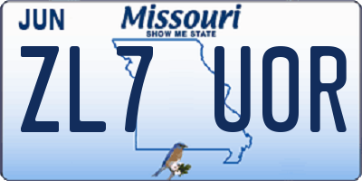 MO license plate ZL7U0R