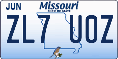 MO license plate ZL7U0Z