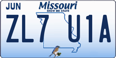 MO license plate ZL7U1A