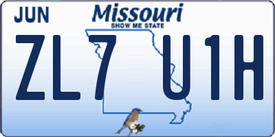 MO license plate ZL7U1H