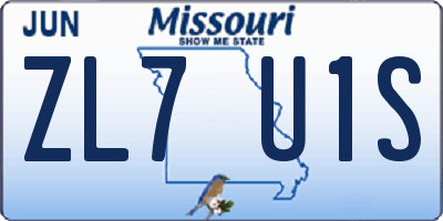 MO license plate ZL7U1S