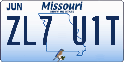 MO license plate ZL7U1T