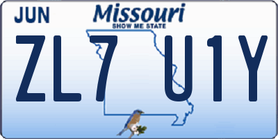 MO license plate ZL7U1Y