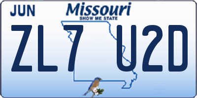 MO license plate ZL7U2D
