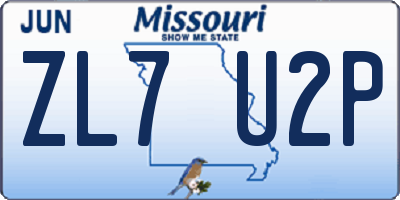 MO license plate ZL7U2P
