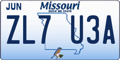 MO license plate ZL7U3A