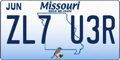 MO license plate ZL7U3R
