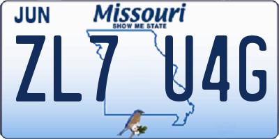MO license plate ZL7U4G