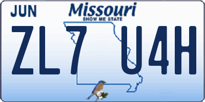 MO license plate ZL7U4H