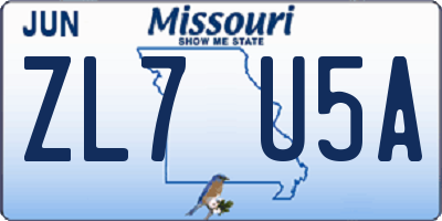 MO license plate ZL7U5A