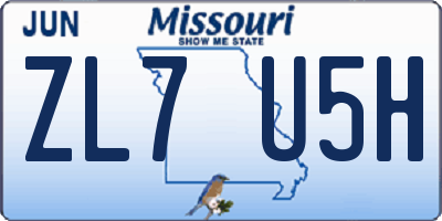 MO license plate ZL7U5H