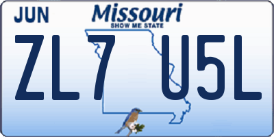 MO license plate ZL7U5L