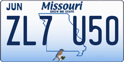MO license plate ZL7U5O
