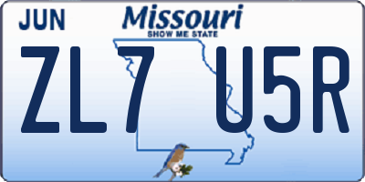 MO license plate ZL7U5R