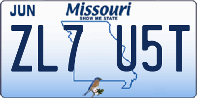MO license plate ZL7U5T
