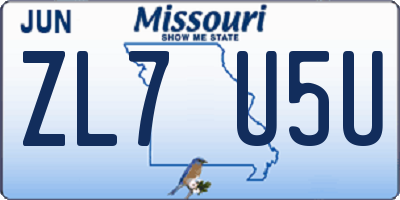 MO license plate ZL7U5U