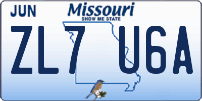 MO license plate ZL7U6A