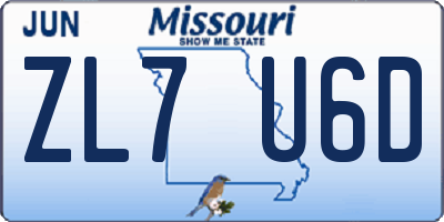 MO license plate ZL7U6D