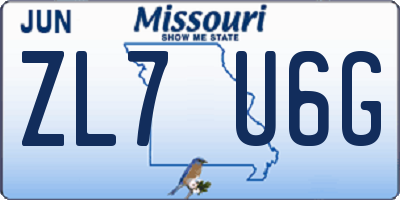 MO license plate ZL7U6G