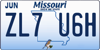 MO license plate ZL7U6H
