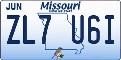 MO license plate ZL7U6I