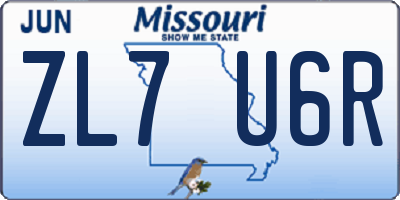 MO license plate ZL7U6R