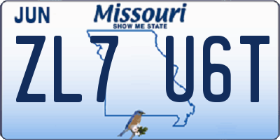 MO license plate ZL7U6T
