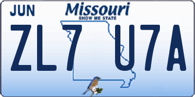 MO license plate ZL7U7A