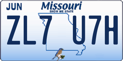 MO license plate ZL7U7H