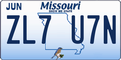 MO license plate ZL7U7N