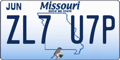 MO license plate ZL7U7P