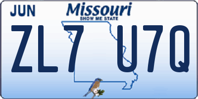 MO license plate ZL7U7Q
