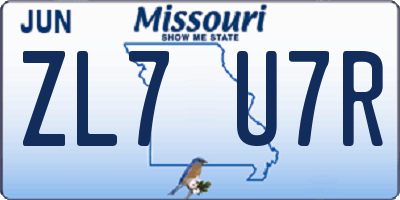 MO license plate ZL7U7R