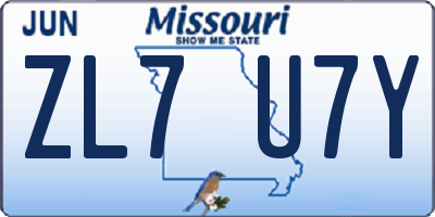 MO license plate ZL7U7Y