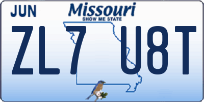 MO license plate ZL7U8T