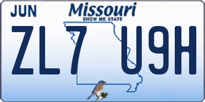 MO license plate ZL7U9H