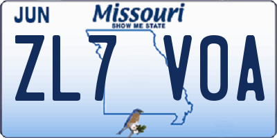MO license plate ZL7V0A