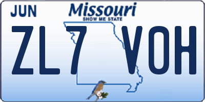 MO license plate ZL7V0H